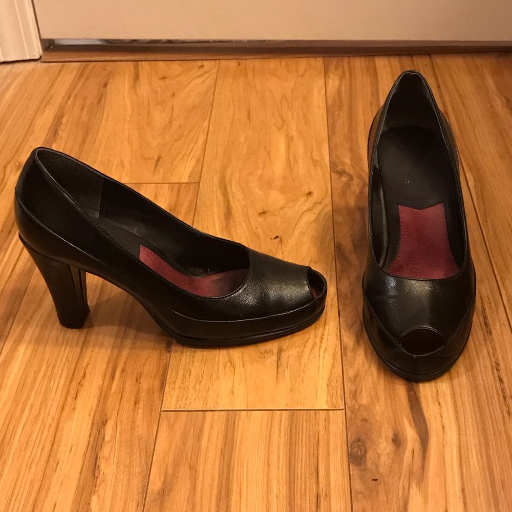 Black peep toe heels